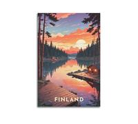Finland Vintage Travel Poster Wall Art Painting Canvas Living Room Prints Bedroom Decor Artworks 16x24inch(40x60cm)