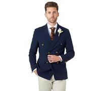 Finley â€“ Navy Prince of Charles Check Double Breasted Jacket [BLZ-DB-Finley-Navy, UK/US 52 EU 62]
