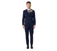 Finley â€“ Navy Prince of Wales Checks Double Breasted 2 Piece Suit [Suit-DB-Finley-Navy, UK/US 40 EU 50]