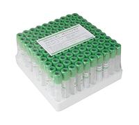 Finlon 100pcs Vacuum Blood Collection Tubes, 3ml Glass Blood Collection Tube Lab Centrifuge Tube with Green Head Cover for Laboratory 12 x 75mm