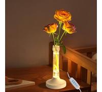 FinLuxEsti Bedside Lamps,2-in-1 Vase and Night Light，3 Color Stepless Dimming Flower Lamp,Wired USB Table Lamp for Bedroom,Restaurant,Bar,Office(White,Flower Not Included)