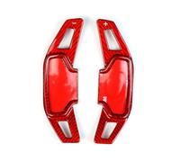 FINMOKAL 1Pair Real Carbon Fiber Steering Wheel Shift Paddle Shifter Extension Compatible with Ford Mustang 2024+ (Red)