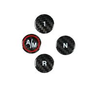 FINMOKAL 4pcs/Set Real Carbon Fiber Center Console Gear Shift Button Cover Trim Sticker Compatible with Fiat Abarth 500 595 695 (Black)