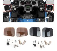 FINMOKAL Black Tan Motorcycle Air Wing Windshield Windscreen Deflector Mirror Mount For Honda GL1800 F6B
