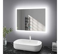 Finmrys Bathroom Mirror with LED Lights, 1000 x 600 mm Illuminated Bathroom Mirror with Demister Dimmable 3 Colour Light Memory Function (39.37x23.62 Inch)