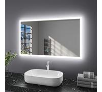 Finmrys Bathroom Mirror with LED Lights, 1200 x 700 mm Illuminated Bathroom Mirror with Demister Dimmable 3 Colour Light Memory Function Horizontal/Vertical（47.24x27.56 Inch）