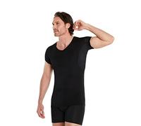 FINN Anti-Sweat Men's Shirt with Extra Short Sleeves - Perfect Under Short-Sleeve Shirts and Polo Shirts - Undershirt with Armpit Pads for Protection Against Sweat Stains and Odour Black S