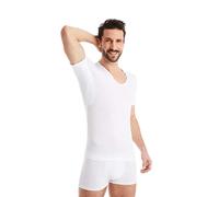 FINN Anti-Sweat Men's Shirt with V-Neck and Built-in Armpit Sweat Pads to Combat Excessive Sweating - Undershirt with Guaranteed Protection Against Sweat Stains and Odour White XXL