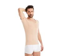 FINN Anti-Sweat Men's Shirt with V-Neck and Built-in Armpit Sweat Pads to Combat Excessive Sweating - Undershirt with Guaranteed Protection Against Sweat Stains and Odour Invisible Skin Color Nude S