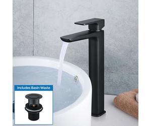 Finn Basin Mixer Tall Tap & Waste Black Matte