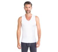 FINN Lasercut Business Vest Men's Sleeveless with V-Neck - Seamless Base Shirt Men Made of Original Lenzing Modal Fabric - The Invisible Tank Top Under Shirt and Suit, White, L