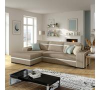 Finn Living Room Corner Sofa Bed Has Sinuous Spring Wooden Frame Legs Storage Box 285X165X90Cm Beige And White Left