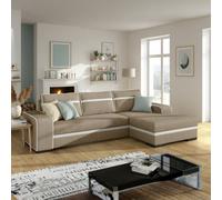 Finn Living Room Corner Sofa Bed Has Sinuous Spring Wooden Frame Legs Storage Box 285X165X90Cm Beige And White Right