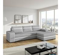 Finn Living Room Corner Sofa Bed With Sinuous Spring Wooden Frame Legs Storage Container 285X165X90Cm Light Grey And White Right