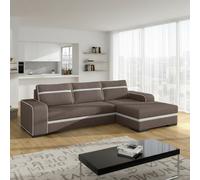 Finn Living Room Corner Sofa Bed With Sinuous Spring Wooden Frame Legs Storage Container 285X165X90Cm Brown And White Right