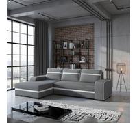 Finn Living Room Corner Sofa Bed With Sinuous Spring Wooden Frame Legs Storage Container 285X165X90Cm Grey And White Left
