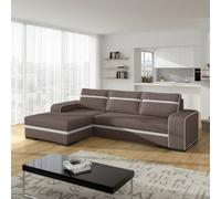 Finn Living Room Corner Sofa Bed With Sinuous Spring Wooden Frame Legs Storage Container 285X165X90Cm Brown And White Left