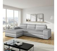 Finn Living Room Corner Sofa Bed With Sinuous Spring Wooden Frame Legs Storage Container 285X165X90Cm Light Grey And White Left
