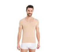 FINN Men's Business Undershirt with V-Neck - Short Sleeve T-Shirt Made from Original Lenzing® Modal Fabric - The Perfect Shirt Under a Dress Shirt and Suit Unvisible Skin Color Nude XXL