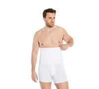 FINN Men's Shapewear Boxer Briefs with Tummy Control - Figure-Shaping Body Shaper Compression Shorts - High-Waisted Girdle Pants for Men Made from Cotton White S