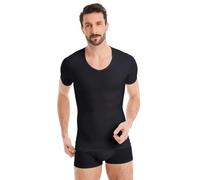 FINN Men's Shapewear Compression Undershirt V Neck- Short Sleeve Vest Black