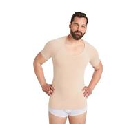 FINN Seamless Compression Vest Men's Without Seams - Figure-Shaping Shapewear Short Sleeve Shirt - Strong Body Shaper for Men Invisible Skin Colour Nude XL