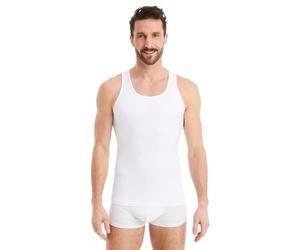 FINN Shapewear Men's Compression Shirt - Tummy Control Undershirt & Body Shaper for Men - Sleeveless Cotton Tank Top for a Flatter Stomach and Better Posture, White, 6XL