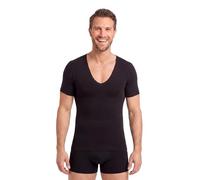 FINN Sweatproof Undershirt Men Deep V Neck - Anti Sweat Shirt with Pads | Stays hidden under an open collar. Extra large shields, breathable Lenzing Modal, sizes S to 3XL in white, nude and black