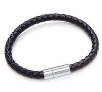 Finn & Taylor Woven Blue Leather & Stainless Steel Men's Bracelet