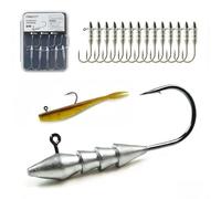 FINNECT 15pcs Hover Rig Swimbait Jig Heads for Bass Fishing, Lead Head with Carbon Steel Hooks, Freshwater Saltwater Fishing Lures Tackle Size 3/0 Hook 3/16oz