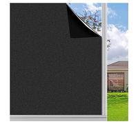FINNEZ Blackout Window Film Privacy - Static Cling Opaque Frosted Films, No Adhesive Heat Control Anti-UV, for Home Bedroom Children'sRoom Rental House, Black 44.5 x 400 CM