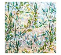 FINNEZ Window Film - Self-adhesive Static Film, Colorful Opaque Privacy Film, Anti-UV Rainbow Optics with Small Grass Motif, Decorative Film for Living Room Kitchen Office,44.5 x 200cm