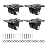 Finnhomy 1 Inch Caster Wheels Set of 4 Heavy Duty Low Profile Plate Rigid Casters Premium Solid Nylon Double Wheels 1,100 Lbs Anti-wear Furniture Casters Extra-Wide Smooth for Bed Workbench Black