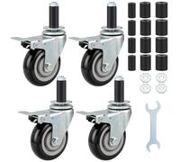 Finnhomy 4 Inch Prep Table Cater Wheels Set of 4 Heavy Duty Expanding Stem Casters Fit 7/8", 1", 1-1/2" and 1-5/8" Tube Leg with Brake for Stainless Steel Furniture Legs, Worktable, Kitchen Workbench