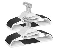 Finnhomy 50 Pack Plastic Hangers, Heavy Duty Clothes Hangers with Non-Slip Pads, Space Saving Easy Slide Organizer for Bedroom Closet, Great for Shirts, Pants, White