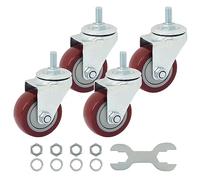 Finnhomy Swivel Caster Wheels 3 Inch Threaded Stem Casters Set of 4 Heavy Duty 1/2"-13 x 1" Anti-wear Polyurethane Industrial Castor Wheels for Cart/Furniture Load Bearing 2200 Lbs Smooth Casters Red