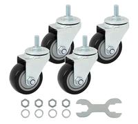 Finnhomy Swivel Caster Wheels 3 Inch Threaded Stem Casters Set of 4 Heavy Duty 1/2"-13 x 1" Anti-wear Polyurethane Industrial Castor Wheels for Cart/Furniture Load Bearing 2200 Lb Smooth Caster Black