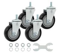 Finnhomy Swivel Caster Wheels 4 Inch Threaded Stem Casters Set of 4 Heavy Duty 1/2"-13 x 1" Anti-wear Polyurethane Industrial Castor Wheels for Cart/Furniture Load Bearing 2200 Lb Smooth Caster Black