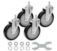 Finnhomy Swivel Caster Wheels 5 Inch Threaded Stem Casters Set of 4 Heavy Duty 1/2"-13 x 1" Anti-wear Polyurethane Industrial Castor Wheels for Cart/Furniture Load Bearing 2200 Lb Smooth Caster Black