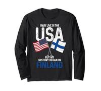 Finnish American My History Began In Finland Finn Pride Long Sleeve T-Shirt