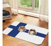 Finnish Flag Absorbent Leather Pet Tablecloth Non-Slip Dining Pad For Puppy Kitten Food Water Bowls