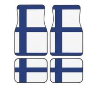 Finnish flag Full Print Design Car Foot Mat Four-Piece Set â€“ Universal Rubber Accessories for SUV, Sedan, Van, Truck