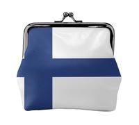 Finnish Flag Leather Coin Purse for Women-Small Kiss Lock Wallet, Mini Card Holder for Keys Lipstick, Cute Change Purse for Travel