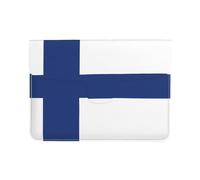 Finnish Flag Leather Laptop Sleeve 13 Inch-Pu Leather Protective Case For Macbook, Slim Computer Bag For Daily Travel