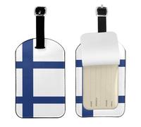 Finnish Flag Leather Luggage Tag-Personalised ID Bag Tag for Suitcase, Privacy Cover Travel Accessory with Strap for Suitcase Backpack