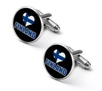 Finnish Flag Love Finland Shirt Cufflinks for Men Cuff Links Tie Father Husband Wedding Business 2.0cm