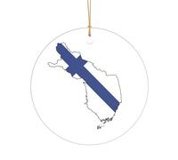 Finnish Flag Map Print Ceramic Star Christmas Ornament for Elegant Neutral Christmas Decor,3 Inch Tree Decoration