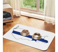 Finnish Flag Map Print Pet Food Mat Absorbent Non Slip PU Leather Feeding Mat for Dogs Cats Rubber Bottom