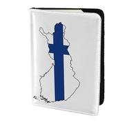 Finnish Flag Map print Travel Wallet Passport Holder Case for Family Leather Passport Cover for Men Women, Black, One Size