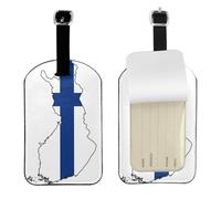 Finnish Flag Map Printed Leather Luggage Tag, Durable Baggage Identifier, Soft PU ID Label, for Business Travel